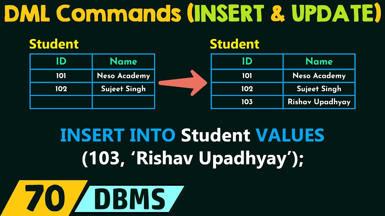 DML Commands - INSERT and UPDATE