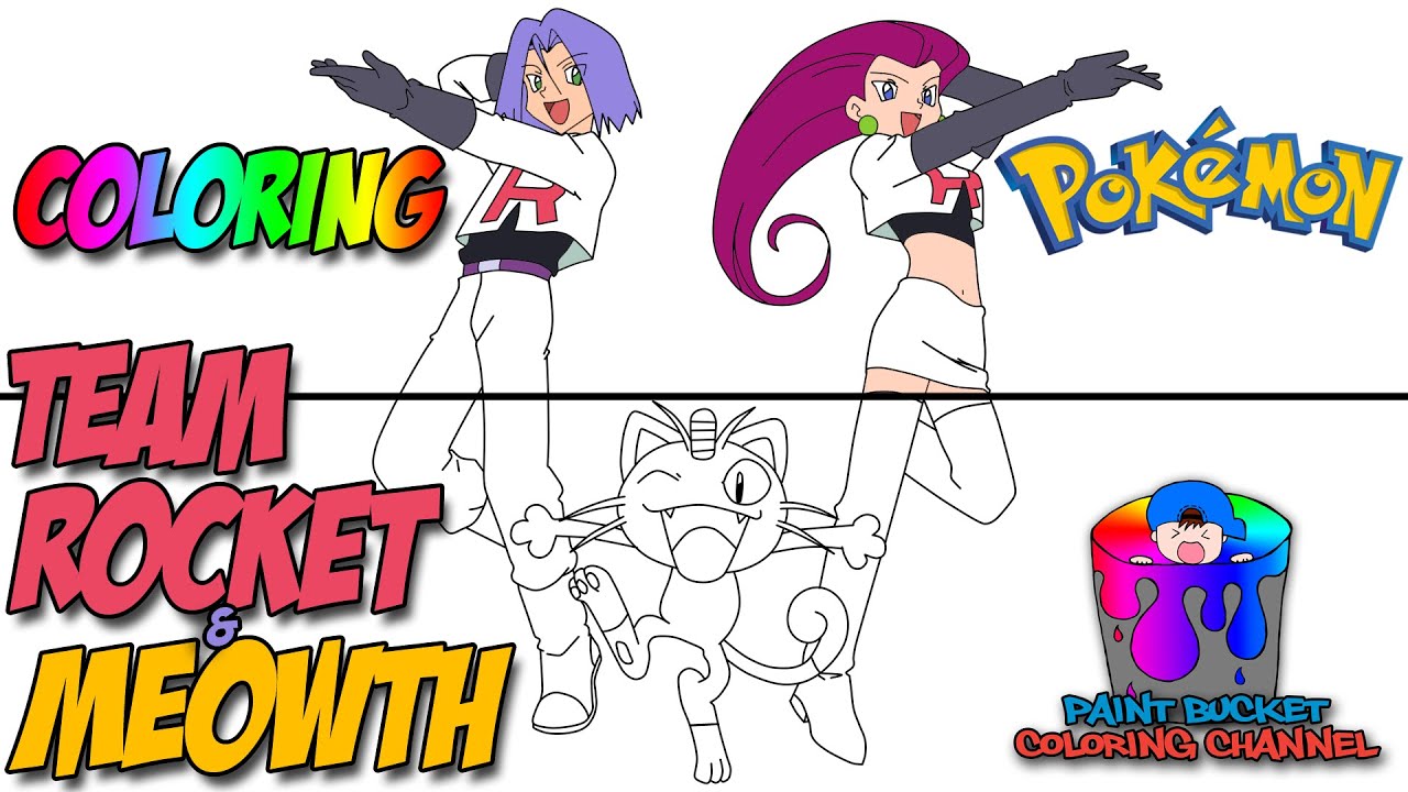 Coloring Pokemon Team Rocket - Pokemon Anime Coloring Page for kids to learn colors