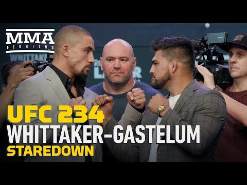 UFC 234: Robert Whittaker vs. Kelvin Gastelum Press Conference Staredown - MMA Fighting