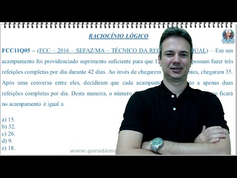 FCC11Q05 - FCC - 2016 - SEFAZ/MA - RACIOCÍNIO LÓGICO