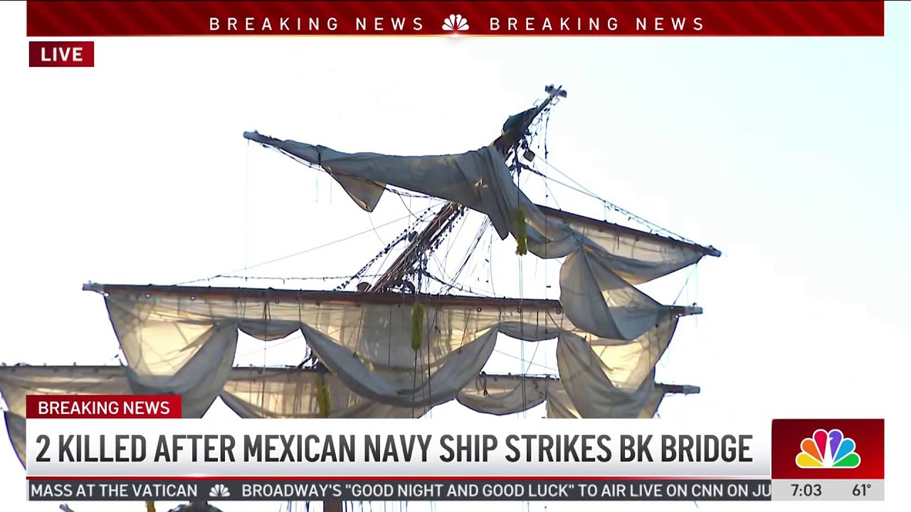 2 dead after Mexican tall ship crashes into Brooklyn Bridge | NBC New York