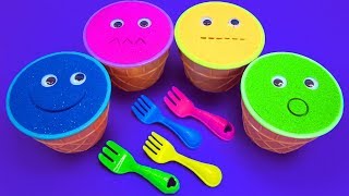 4 Colors Kinetic Sand Ice Cream Cups PJ Mask Vehicles Kinder Surprise Eggs Cars Surprise Toys