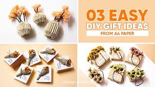 03 EASY DIY Gifts Ideas from A4 PAPER with mini paper flowers. DIY Paper Craft