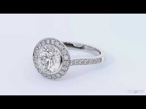 Tube Halo Channel Setting Side Stone White Gold Diamond Engagement Rings - Cape Diamonds