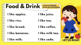FOOD & DRINK SENTENCES | I LIKE & I WANT | Un/Countable | Read along | with Teacher Jake