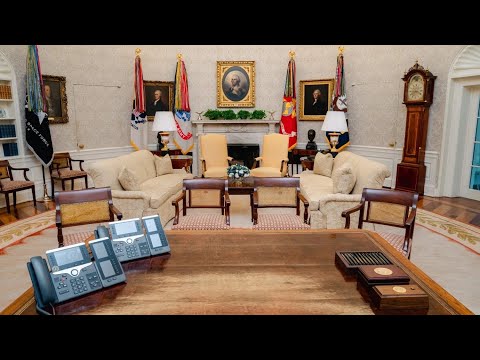 3 Hours of Working in the Oval Office | Subtle Fireplace Ambience
