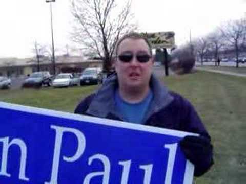 Ron Paul Penguin & Polar Bear Club sign wave in Arl Hts, IL