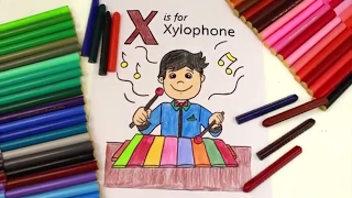 Drawing Alphabets and Coloring | Alphabet Letter X Coloring |Coloring pages for children|BabyTubeFun