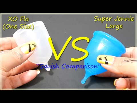 XO Flo vs Super Jennie (Dark Blue) Lg "Squish Test" - Menstrual Cup