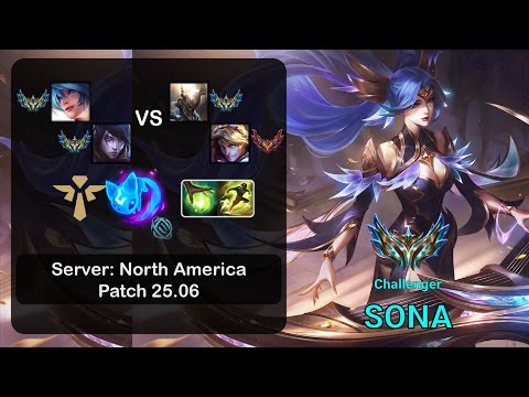 Sona Support + Aphelios vs Pantheon + Ezreal - NA Challenger - Patch 25.06