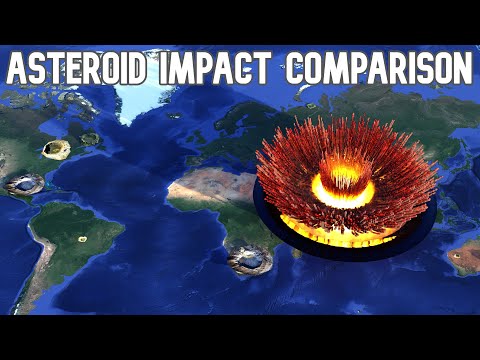 Asteroideneinschlag Größenvergleich auf der Erde☄️🌎🔥