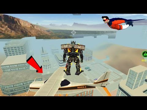 Vegas Crime Simulator - (Transformer jump from Naxeex airplane) - Destroy all robot car