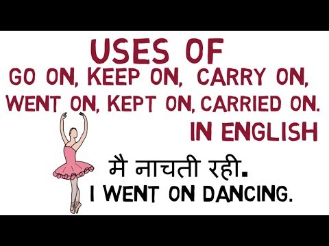 Uses of GO ON, KEEP ON, CARRY ON, WENT ON, KEPT ON, CARRIED ON  in ENGLISH Through HINDI ( हिन्दी). Video