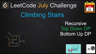 YouTube video 'climbing stairs leetcode | leetcode 70 | recursive top down bottom up dp'