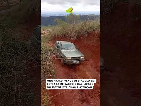 Uno “raiz” vence obstáculo em estrada de barro e habilidade do motorista chama atenção