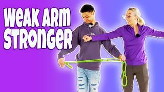 Weak Arm with Hemiplegia? Resistance Bands Build Strength 👨🏽🦱💪🏽 | Mild Hemiplegia Pediatric PT #4