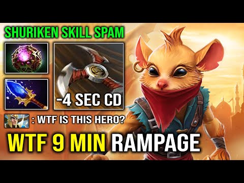 WTF 9 MIN RAMPAGE Cute Carry Bounty Hunter Unlimited Skills Spam with 4 Sec CD Shuriken Dota 2