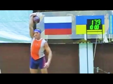 Anton Anasenko - 32 kg kettlebell snatch 179 reps (Estonia, 2009)