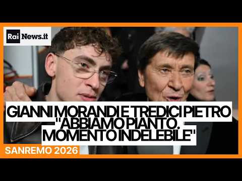 Gianni Morandi made a surprise appearance on the Ariston stage to duet with his son Tredici Pietro.