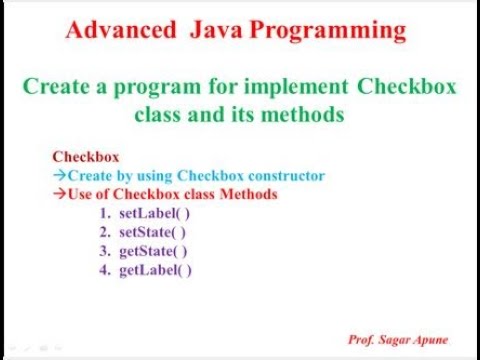 Checkbox Creation And Its Methods By Using Java Program