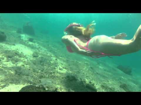 Trina Mason snorkeling blue heron bridge with John bowyer