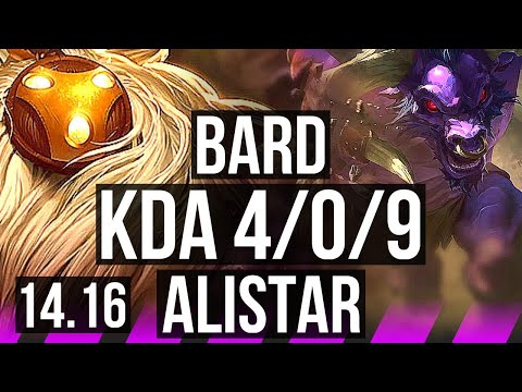 BARD & Smolder vs ALISTAR & Jhin (SUP) | 4/0/9, 1200+ games | EUW Master | 14.16