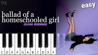 Olivia Rodrigo - ballad of a homeschooled girl ~ EASY PIANO TUTORIAL