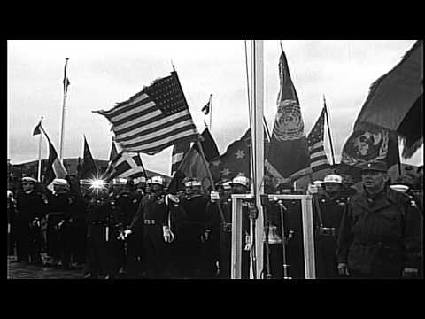 Military Officers and officials participate in ceremony at UN Memorial Park , Pus...HD Stock Footage