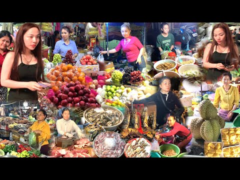 Amazing Cambodian Street Food at Orussey Market - Plenty of Khmer Food, Fish, Fresh Vegetable & More