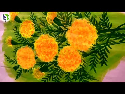 How to learn marigold flower painting          youtuber Saleha Ansari