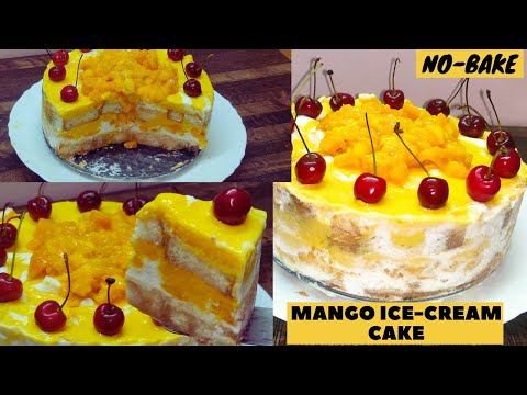 mango ice cream cake recipe|| No Bake Recipe || quick and easy mango ice cream cake 🎂