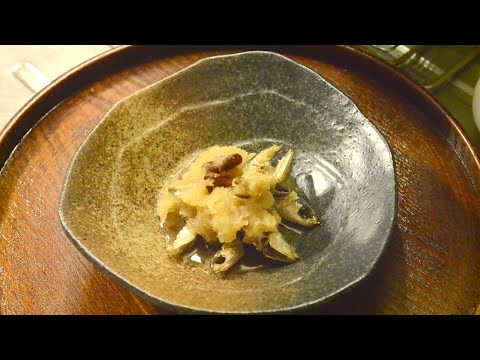 煮干しの食べ方：煮干しの南蛮おろしの作り方　　How to make fried dry sardines with grated daikon