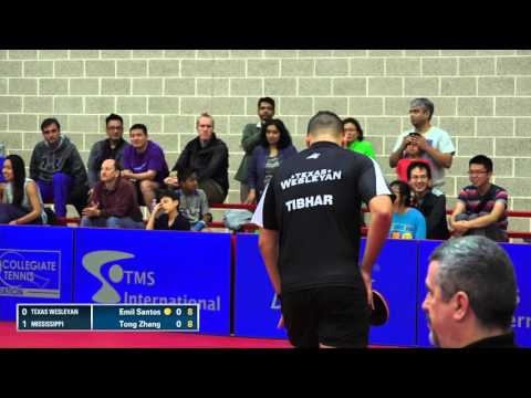 2016 NCTTA Nationals Coed Team Final - Emil Santos (TWU) vs Tong Zhang (Mississippi)