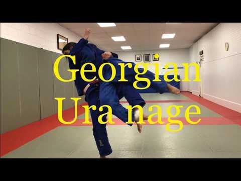 Ura nage Judo from Georgian grip — judo technique demonstration