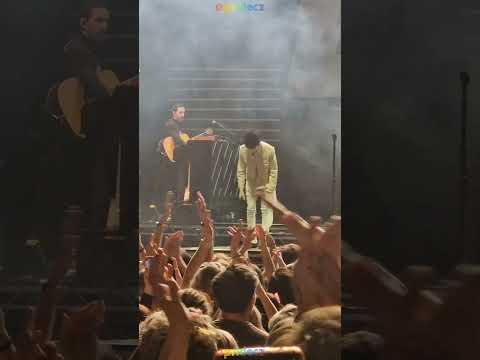 LP crying on stage at O2 universum in Prague. LP. Love Lines tour. Europe 2024