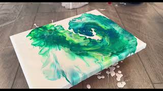 A BURST of SEA WAVES 🌊| Absolutely LOVED creating this | Dutch blowout acrylic fluid art!!! 💚💙