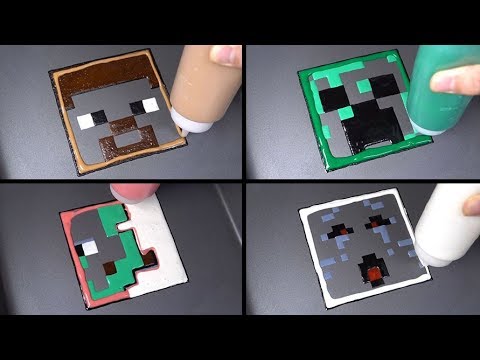 minecraft Pancake art - steve, pig zombie, creeper, ghast