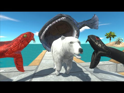 Runaway From Bloop And Dangerous Snakes - Titanoboa - Black Mamba - Animal Revolt Battle Simulator