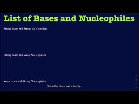 Classification of strong bases, strong Nucleophiles, weak bases, and weak nucleophiles