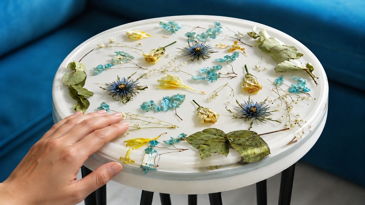 I Made a Flower Table with Epoxy Resin | Preserved Flowers in Resin Art