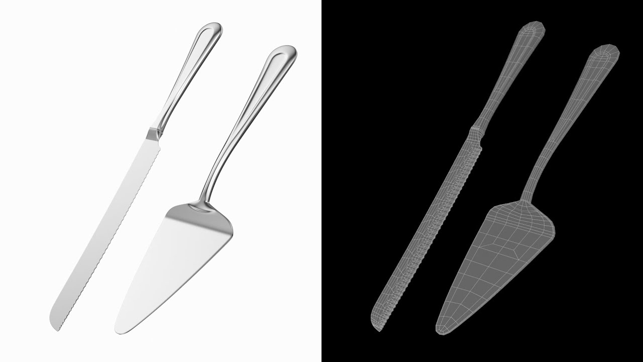 Cake Pie Pizza Knife and Server Classic Cutlery 3D Model