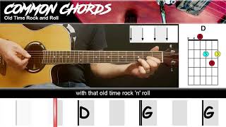 Old Time Rock and Roll - Bob Seger | EASY GUITAR LESSON | Scrolling Chords &amp; Lyrics