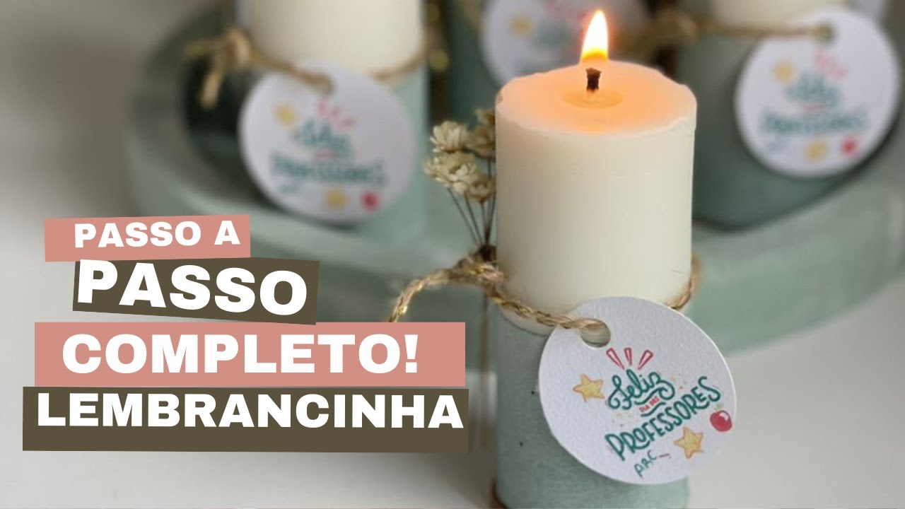Como fazer mini velas com base de cimento - Vela com concreto para lembrancinha