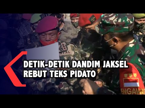 The Moment South Jakarta Military Commander Colonel Ucu Seizes the Text of His Speech at the Kali...
