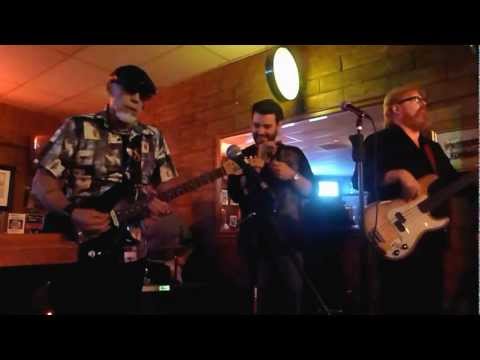 Hank Shreve sings song with Karen Lovely Band at Grand Dell jam 5 17 12