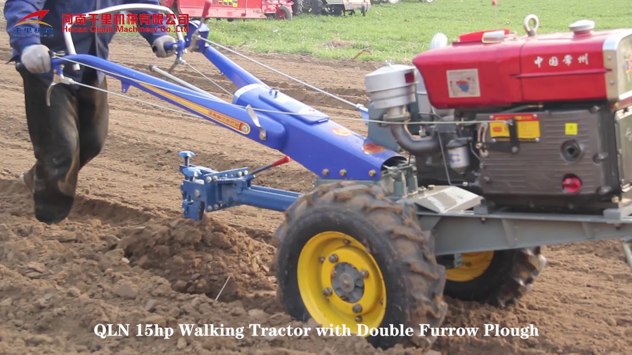QLN 15hp walking tractor with double furrow plough