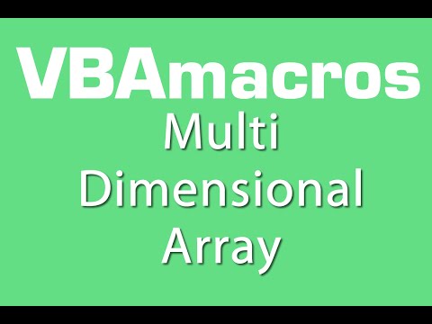 Multi-Dimensional Array - VBA Macros - Tutorial - MS Excel 2007, 2010, 2013