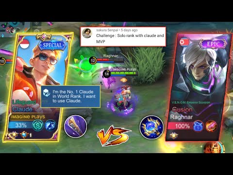 CLAUDE vs GUSION! SOLO Q INTENSE EPIC COMEBACK GAME | TOP GLOBAL CLAUDE GAMEPLAY | MLBB