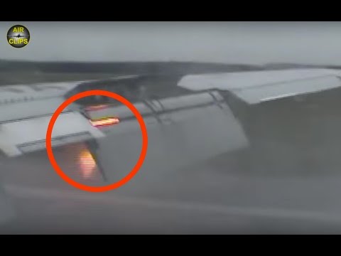 MUST SEE! Boeing 707 ENGINE FLAMES during BAD WEATHER Landing Thrust Reverse!!! [AirClips]