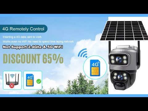 V380 Dual Lens 4G Camera Solar PIR Human Detection Night Vision Waterproof Security Video IP Camera